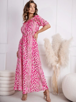 Długa wzorzysta sukienka hiszpanka Alma