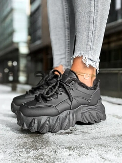 Damskie buty sportowe ocieplane czarne TL366