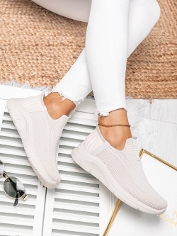 Damskie wsuwane buty sportowe beżowe PDJ268-8