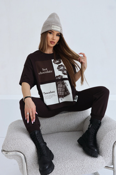 T-Shirt damski BG Choco | gorzka czekolada