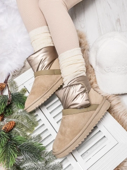 Damskie śniegowce zamszowe beżowe S2023-6BE