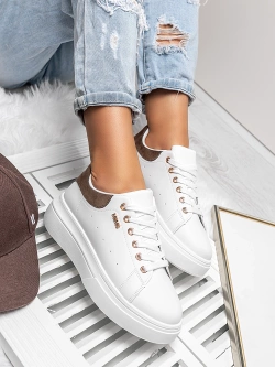 Damskie buty sportowe biało-brązowe TL601-9-1