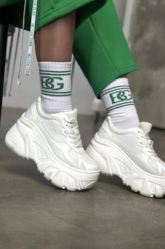 SKARPETY BG EASY | BIAŁY - ZIELONY