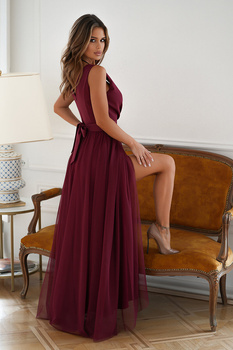 DŁUGA SUKIENKA Z ROZCIĘCIEM NA NODZE BORDOWA