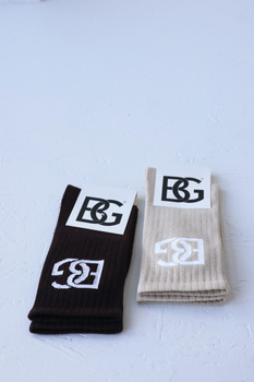 Skarpety BG Login | czekolada - biały