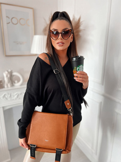 Damski sweter czarny z wiązaniem 142222C