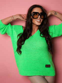 Damski sweter zielony neon 3707ZN