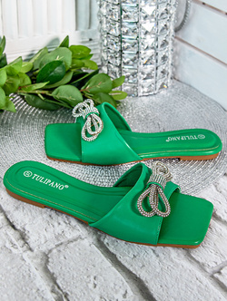 Damskie klapki zielone P4487Z