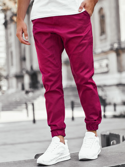 Spodnie męskie joggery bordowe 399BO