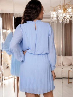 Plisowana krótka sukienka z bufiastymi rękawami Marisa