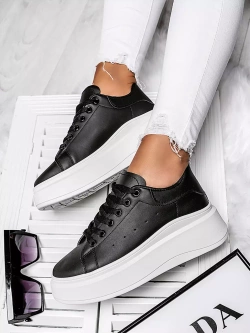 Damskie buty sportowe czarne na platformie BO-109C