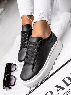 Damskie buty sportowe czarne na platformie BO-109C