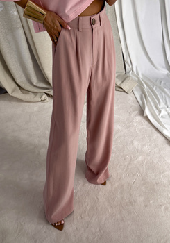 Spodnie SIMPLE wiskoza - brudny róż