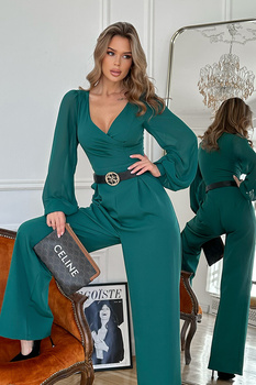 KOMBINEZON Z DŁUGIM RĘKAWEM BUTELKOWA ZIELEŃ