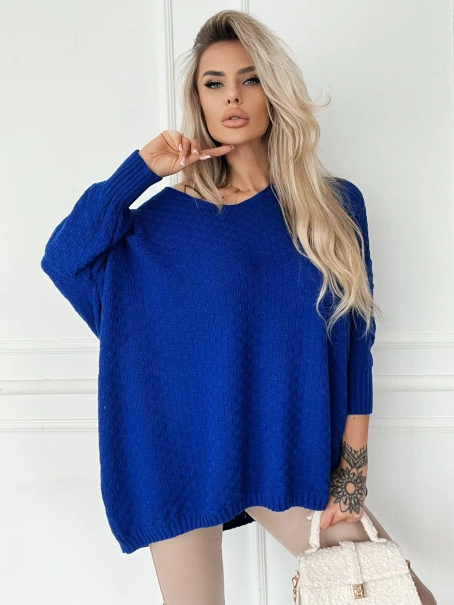 Damski sweter oversize szafirowy 7842S