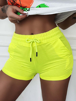 Damskie spodenki dresowe żółty neon SPDR101ZL