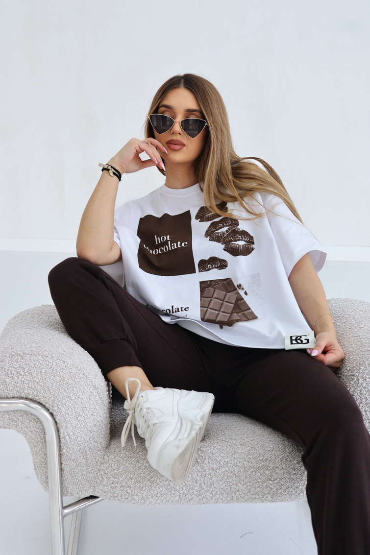 T-Shirt damski BG Choco | biały