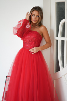 SUKIENKA BALOWA NA JEDNO RAMIĘ CZERWONA