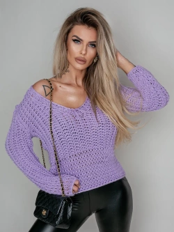 Damski krótki sweter lawendowy 1846L