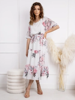 Kwiecista sukienka midi z kimonowymi rękawami Viki
