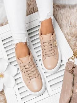 Damskie buty sportowe ciemnobeżowe na platformie Y121-63