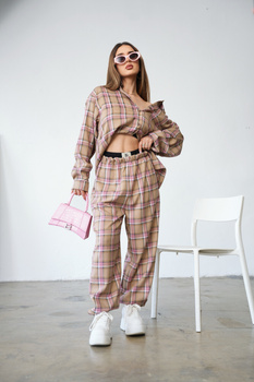 Spodnie damskie BG Friday | beż-róż