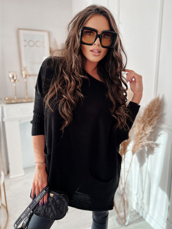 Damski długi sweter czarny 142224C