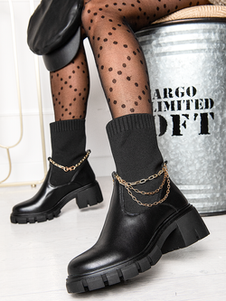 Damskie czarne traperki DA76PC