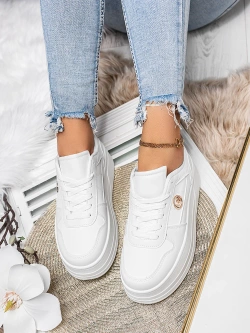 Damskie buty sportowe białe na platformie TL261-9