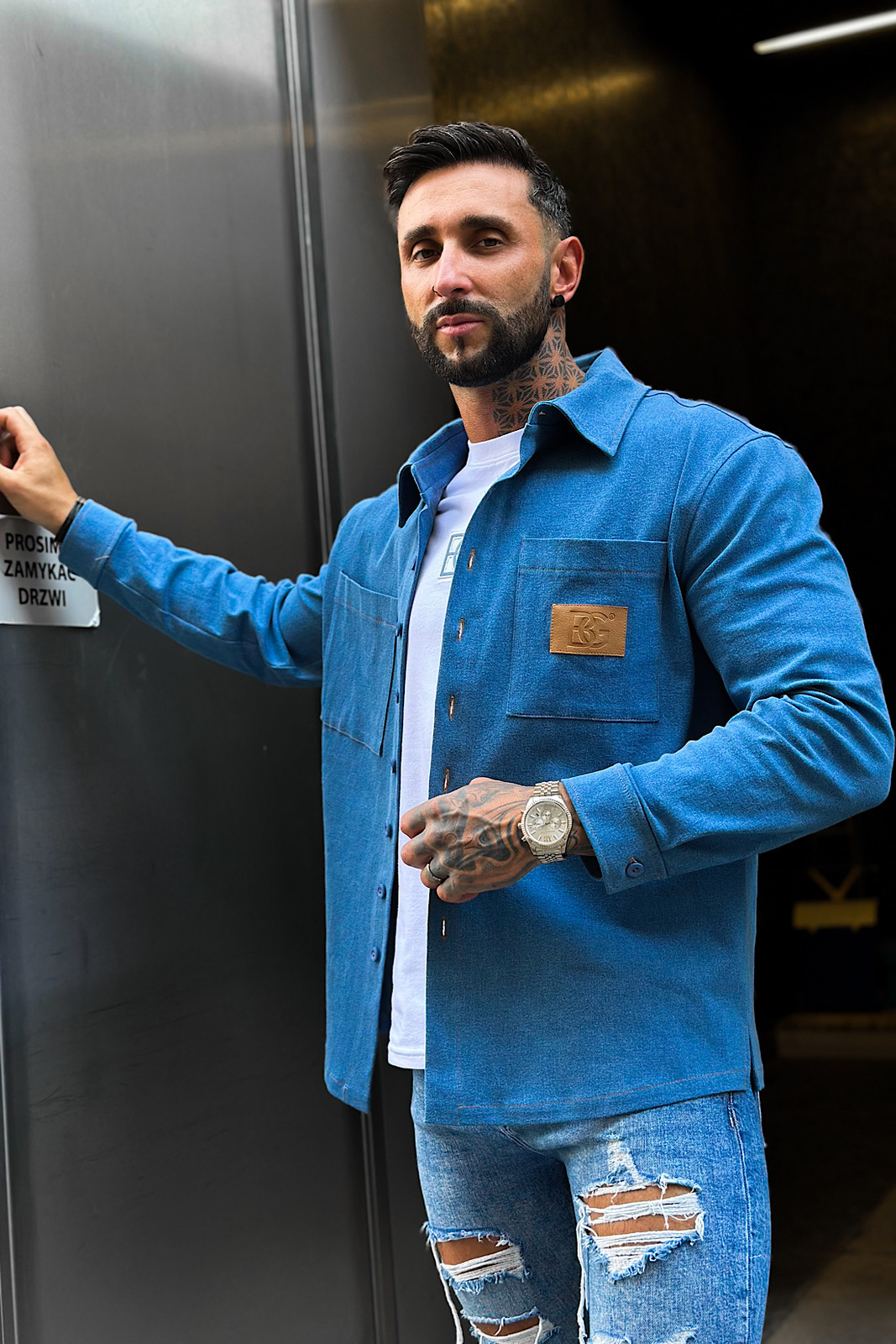 KOSZULA MĘSKA BG DENIMO | NIEBIESKI JEANS