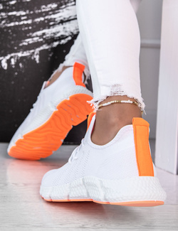 Damskie buty sportowe biało-pomarańczowe YF608-3