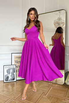 SUKIENKA MIDI NA RAMIĄCZKACH FIOLETOWA