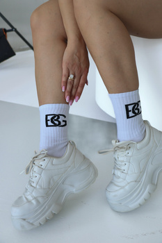 Skarpety BG Login | biały - czarny