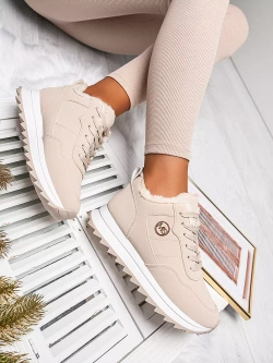 Damskie beżowe ocieplane buty sportowe TL233-8