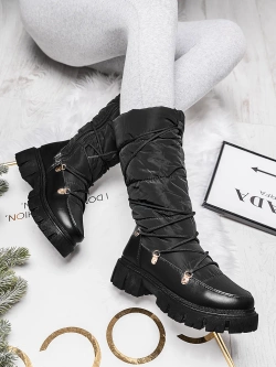 Damskie śniegowce wysokie czarne HY858