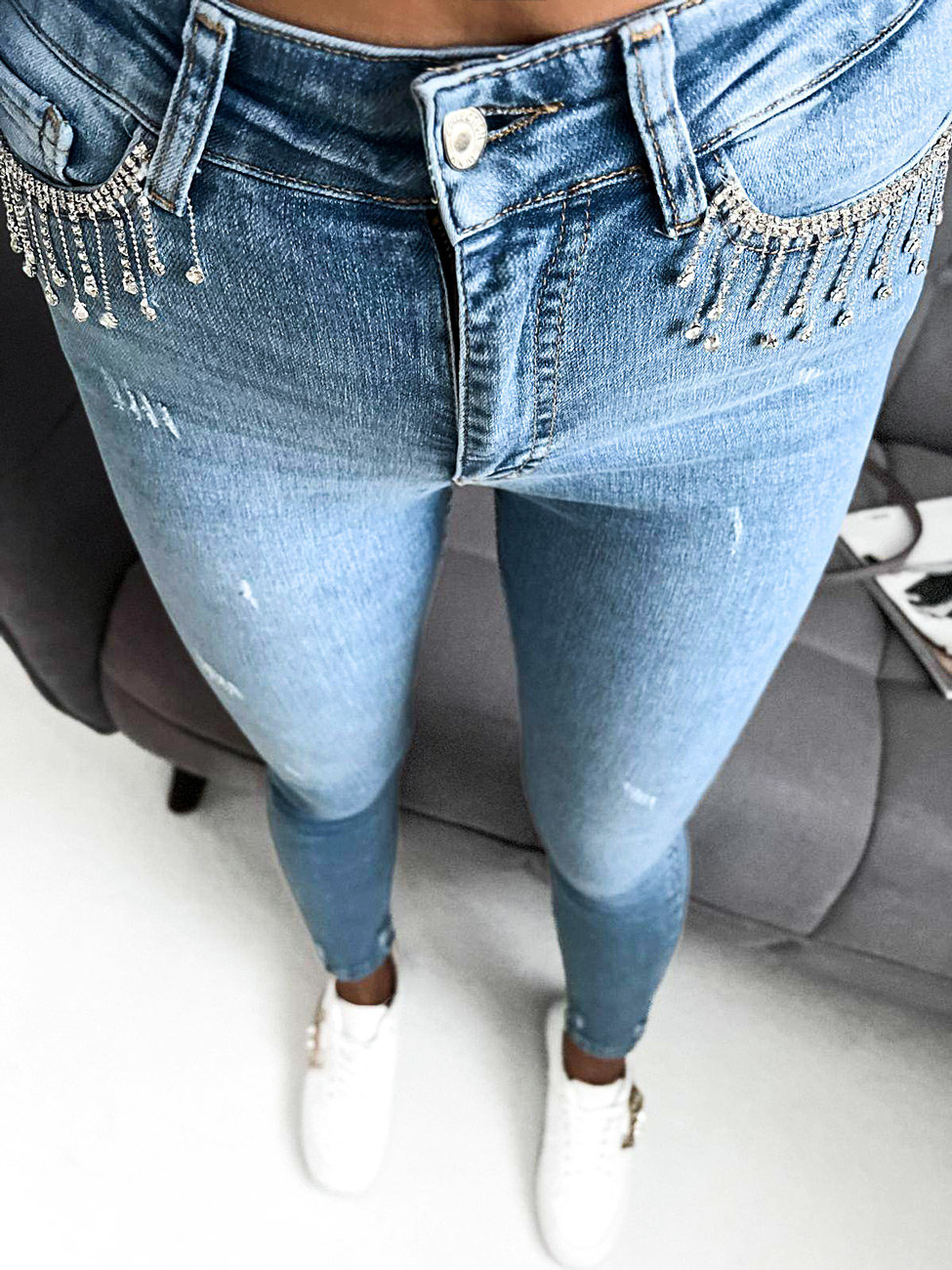 Damskie spodnie jeansowe SP50947