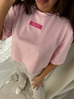 T-shirt pudełkowy MINIMAL - jasny róż