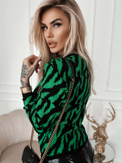 Damski sweter zebra czarno zielony 62226CZ
