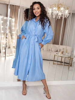 Długa koszulowa sukienka z guzikami Anna