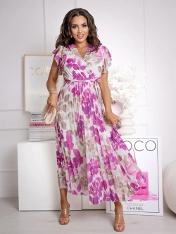 Długa plisowana sukienka w kwiaty Amalia