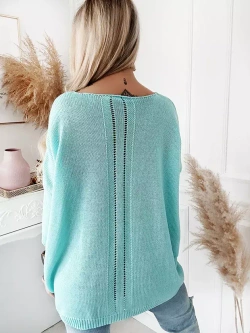 Damski długi sweter oversize miętowy 5712M