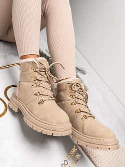 Damskie ocieplane beżowe trapery TL228-8