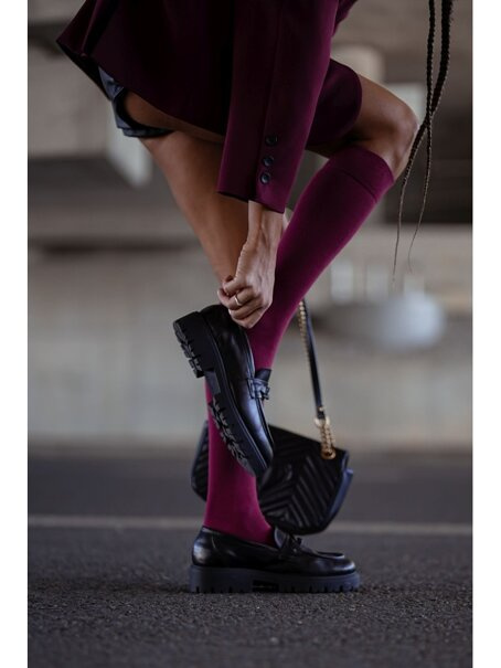 Podkolanówki gładkie 0248.001, Kolor Bordowy, Rozmiar 37-41