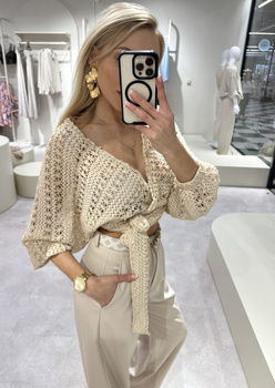 Kimono AŻUROWE gwiazdki - beżowe