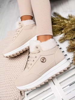 Damskie beżowe ocieplane buty sportowe TL232-8