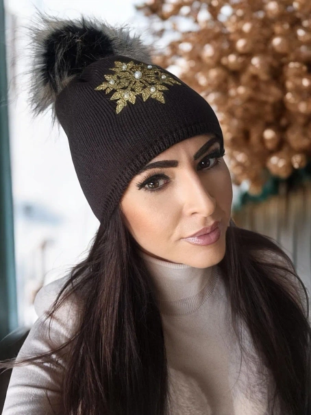 Damska czapka brązowa Elza 015