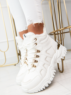 Damskie ocieplane buty sportowe białe HF218-9B