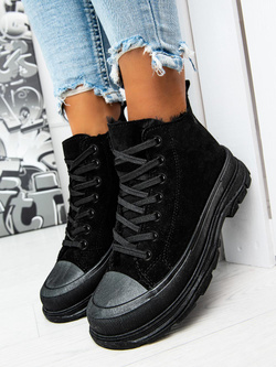 Damskie ocieplane trampki czarne ZY227