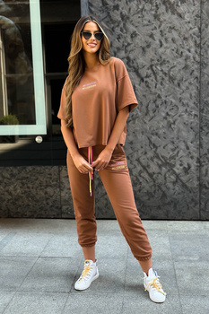 T-SHIRT DAMSKI BG DOUBLE | MOKKA