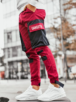 Spodnie męskie joggery bordowe 11131BO